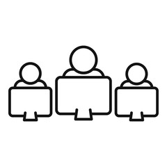 Poster - group online meeting icon, outline style