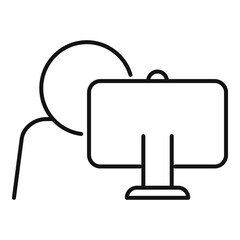 Poster - video online meeting icon, outline style