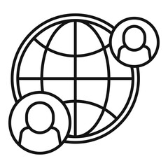 Poster - Global online meeting icon, outline style