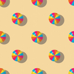 colorful summertime beach umbrella seamless pattern