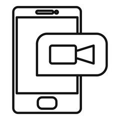Poster - phone online meeting icon, outline style
