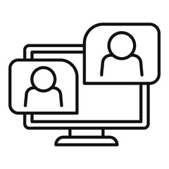 Poster - Study online meeting icon, outline style