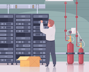 Canvas Print - Data Center Cartoon Composition