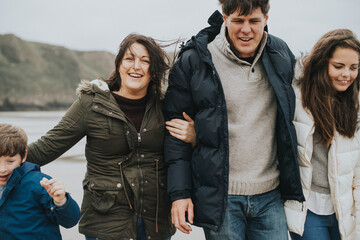 Cheerful family spending time together