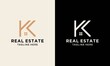 Creative Innovative Initial K Real Estate logo. K Letter House luxury Monogram. Professional initial Home design. Premium Business typeface. Alphabet symbol and sign.