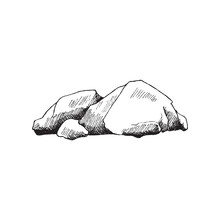 Heap Of Stones, Big Heavy Boulders, Granite Rocks A Vector Illustration.