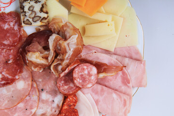 Canvas Print - salami and cheese delicious appetizer