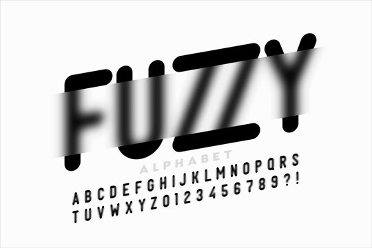 Blurry effect font design, fuzzy alphabet, letters and numbers vector illustration