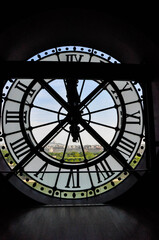  View on the city through the clock mechanism