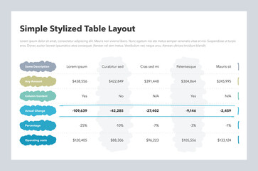 Leinwandbilder - Simple stylized table layout with colorful columns. Flat design, easy to use for your website or presentation.