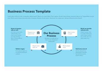Aufkleber - Modern business process template with 4 steps - blue version. Easy to use for your website or presentation.