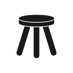 Canvas Print - Three legged stool silhouette icon. Clipart image isolated on white background