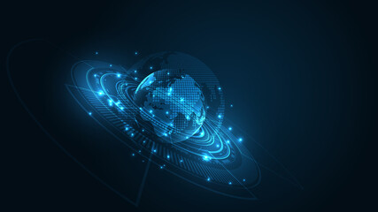 Wall Mural - global network connection world map abstract technology background global business innovation concep