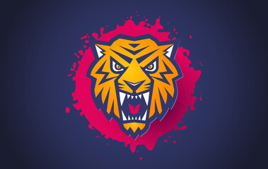 Vector retro sport logo with head of a tiger.