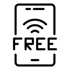 Poster - Smartphone free wifi icon. Outline Smartphone free wifi vector icon for web design isolated on white background
