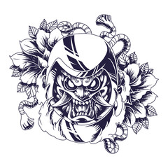 Wall Mural - Oni daruma mascot logo design