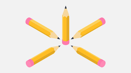 Isometric vector illustration. Office yellow pencil isolated on white background.