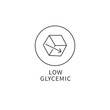 Vector line logo, badge or icon - low glycemic food. Symbol of healthy eating.