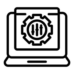 Poster - Laptop search engine icon. Outline Laptop search engine vector icon for web design isolated on white background
