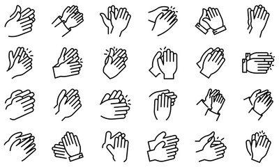 Poster - Handclap icons set. Outline set of handclap vector icons for web design isolated on white background