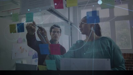 Poster - Animation of network of connections over business colleagues working in office