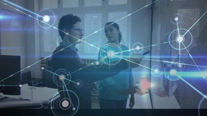 Poster - Animation of network of connections over business colleagues working in office