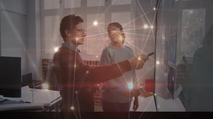 Poster - Animation of network of connections over business colleagues working in office