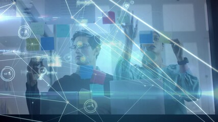 Poster - Animation of network of connections over business colleagues working in office