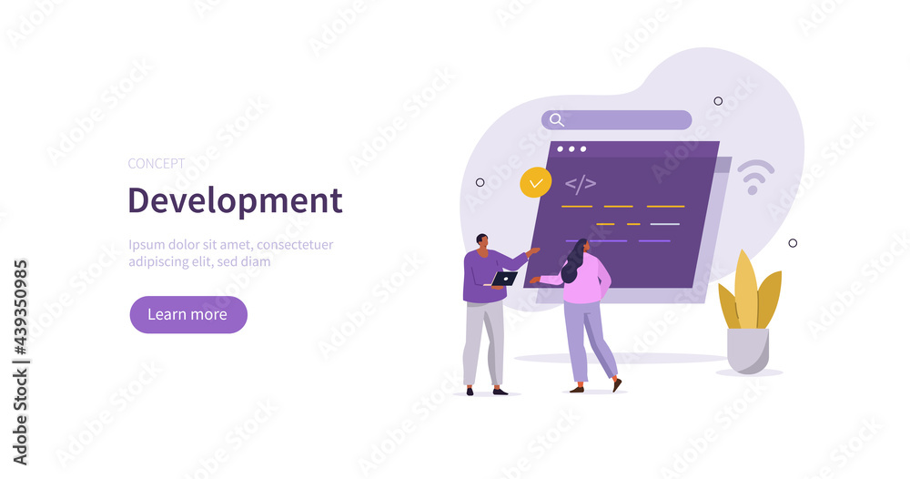 People characters learning programming. Students solving mathematical ...