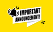 Megaphone with Important Announcement. Vector flat