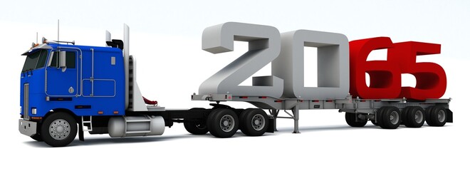 Wall Mural - 3D illustration of truck transportation with the number 2065