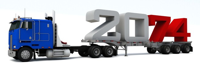 Wall Mural - 3D illustration of truck transportation with the number 2074