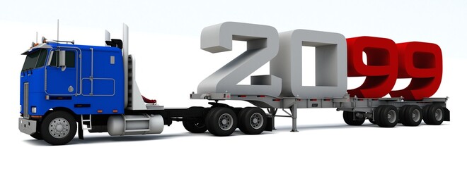 Wall Mural - 3D illustration of truck transportation with the number 2099