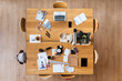 © BONNINSTUDIO/Stocksy - Table with designers supplies in modern workspace