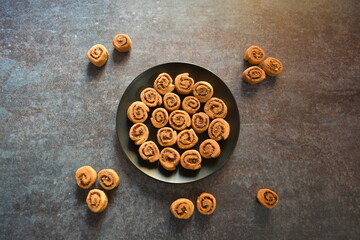 Bhakarwadi Indian traditional sweet and spicy snack food