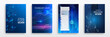 © arthead - Blue layout futuristic brochures, flyers, placards. Contemporary science and digital technology concept. Vector template for brochure or cover with hi-tech elements background.