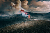 Selfie with Volcano Eruption