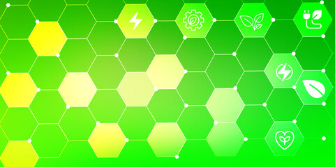 Poster - Green and Renewable Energy Icons and Natural Resources Modern Background Abstract Concept