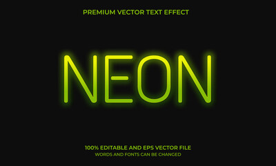 Poster - Neon light text effect, editable retro and glowing text style