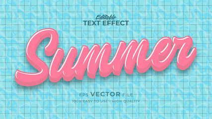 Wall Mural - Editable text style effect - retro summer pool text in grunge style theme