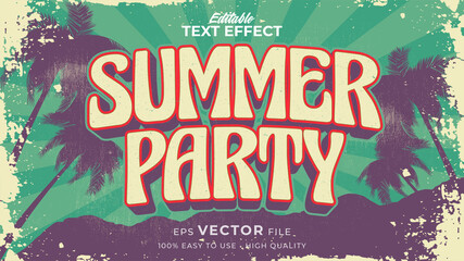 Canvas Print - Editable text style effect - retro summer party text in grunge style theme