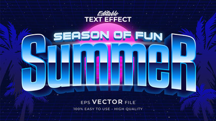 Wall Mural - Editable text style effect - retro summer text in 80s style theme