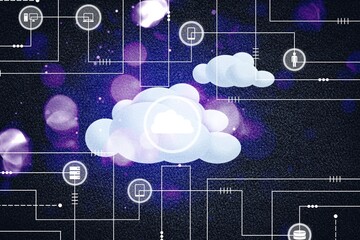 Wall Mural - Cloud computing technology and online data storage for global business network concept.