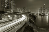 Fototapeta  - Skyline and highway in Hong Kong city at night