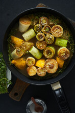 Stewed Appetizing Vegetables In Frying Pan