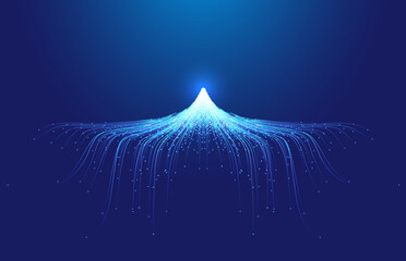 Poster - line particles converge in the shape of snow and ice peaks internet technology background.