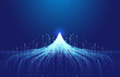 Line particles converge in the shape of snow and ice peaks Internet technology background.
