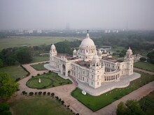 Aerial View Of The Victoria Memorial In Kolkata (Calcutta) In India. 