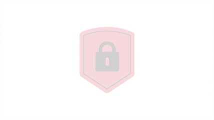 Poster - Lock on green shield security concept animation. Isolated on black. 