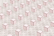 Strange Pink Abstract Cubes